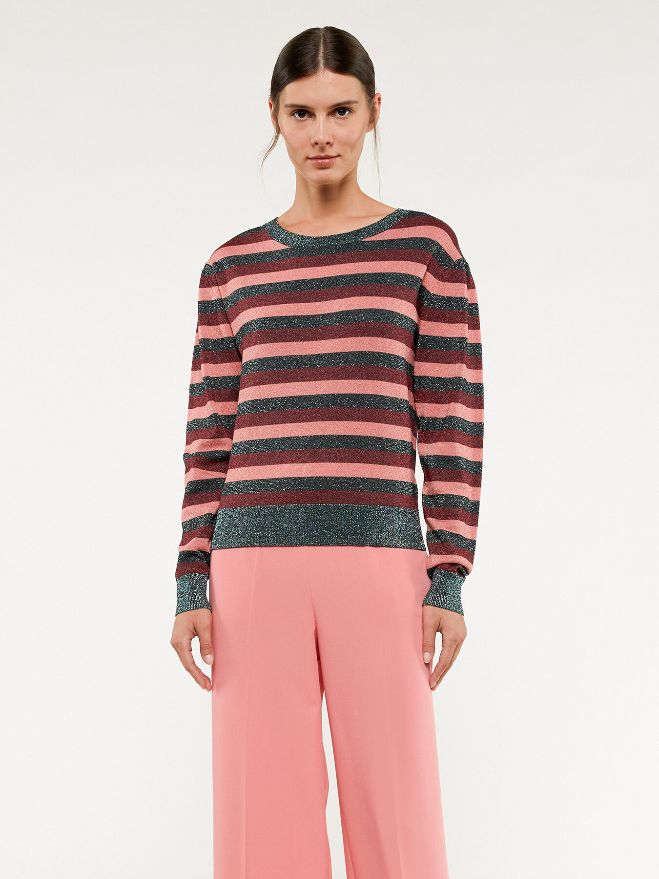 Maglia pullover a righe lurex image number 0