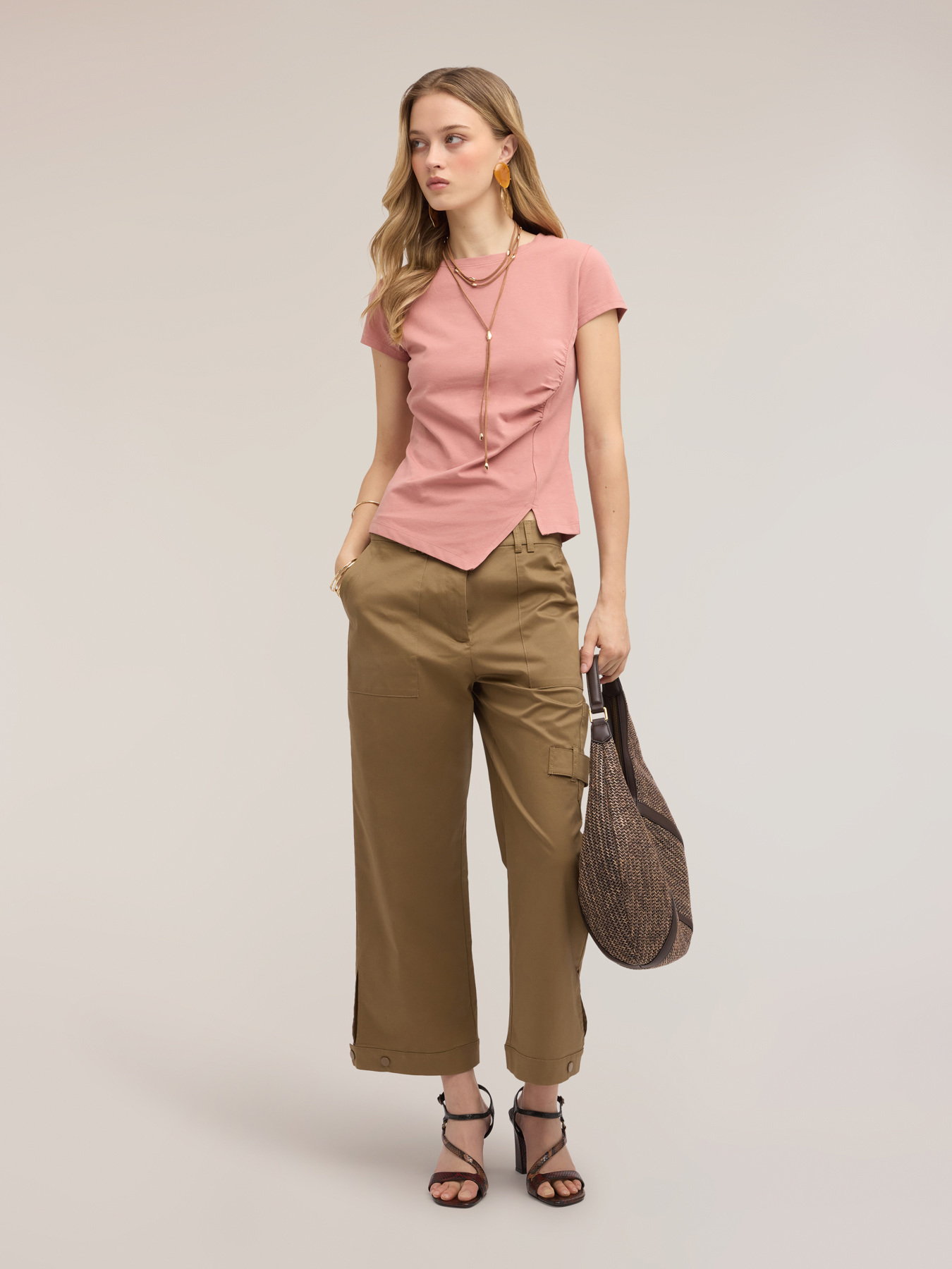 T-shirt with asymmetric side draping image number 2