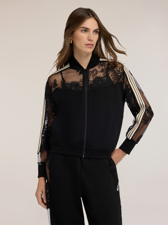 Offener Sweater mit Spitze