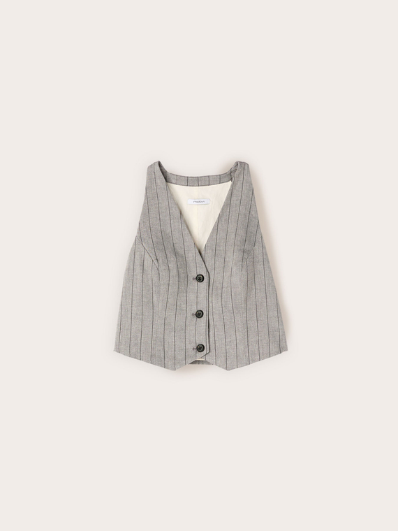 Pinstripe linen blend vest top