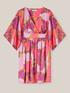 Vestido corto tipo kimono de raso con estampado de flores image number 3