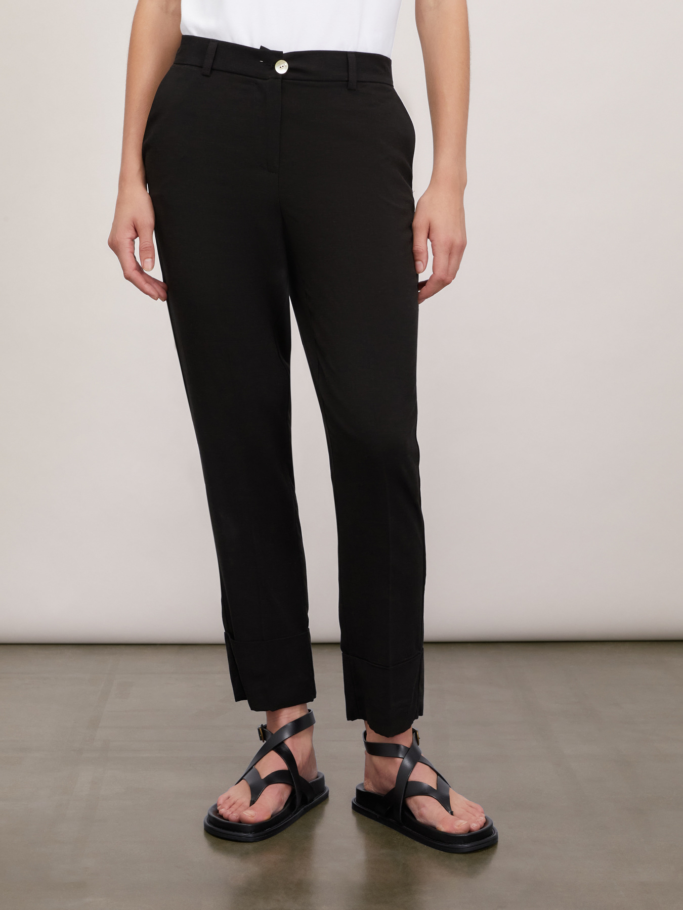 Pantalon Capri MOTIVI - Fabriqué En Italie - Taille S Noir - Acétate - Occasion Très Bon état