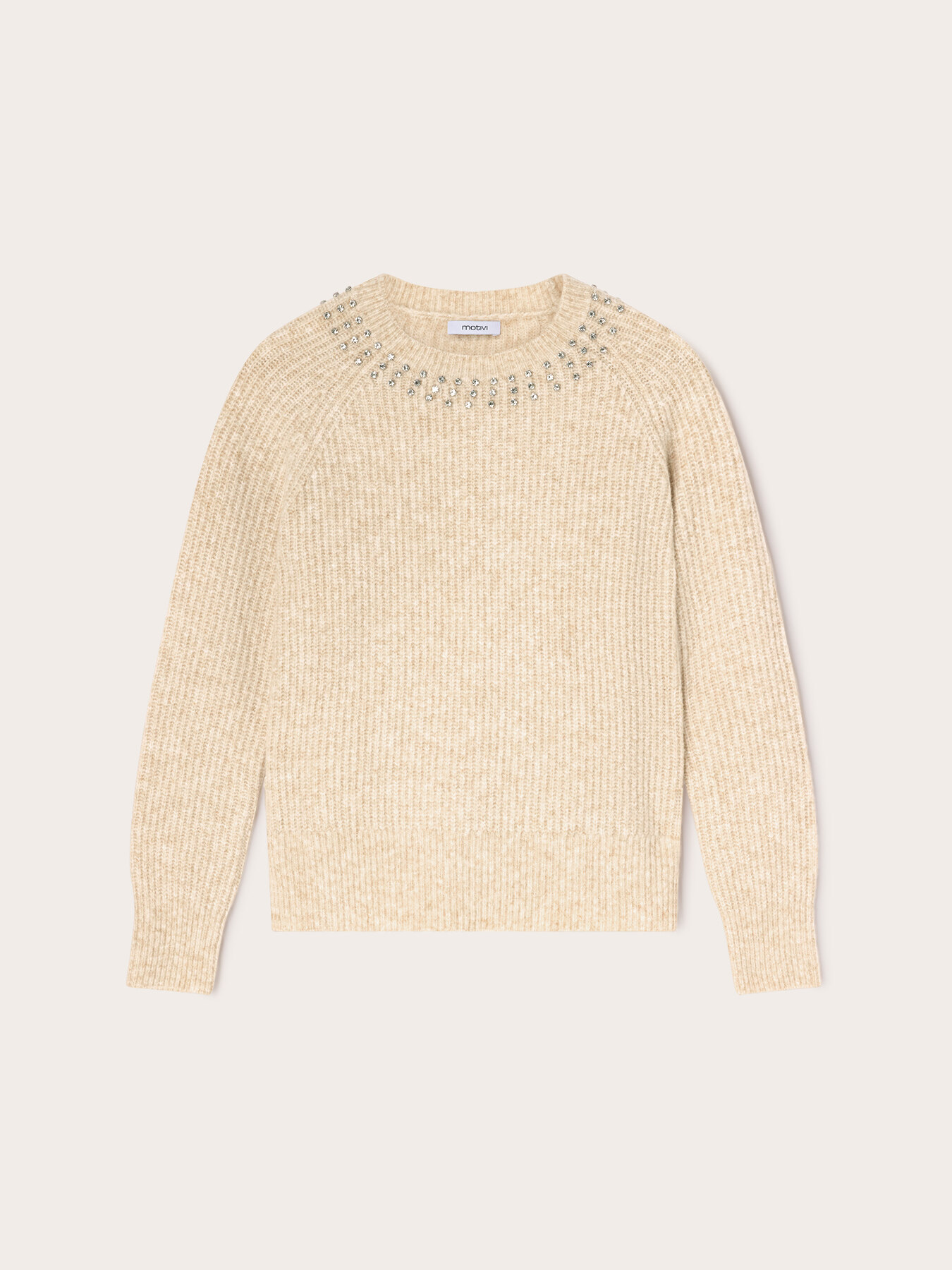 Ribbed wool-blend sweater with stones image number 4