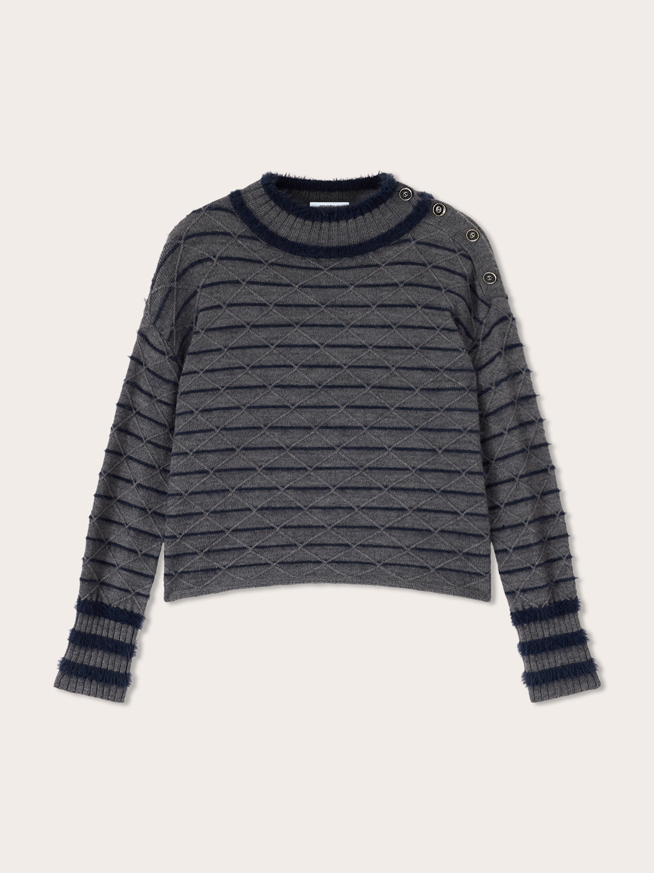 Jacquard sweater in wool blend with buttons image number 4