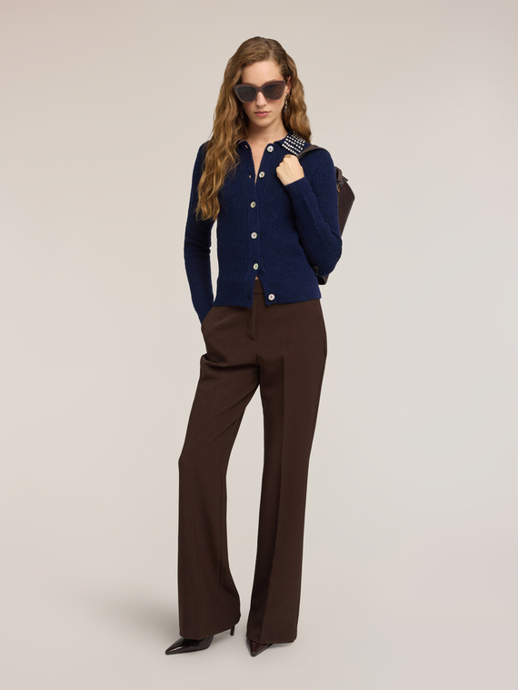 Flare pants with pressed crease