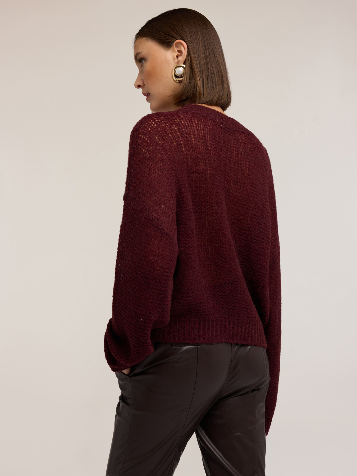 Cardigan en maille ajour&eacute;e m&eacute;lange mohair image number 1