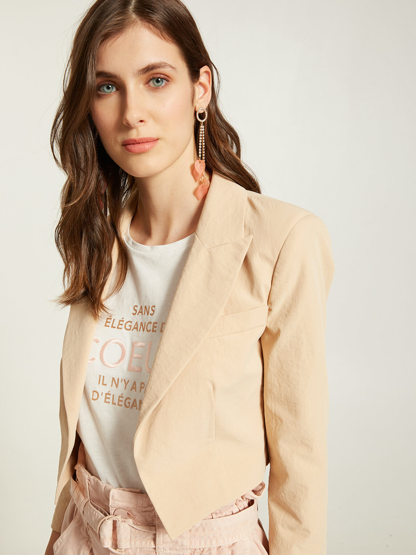 Blazer cropped con rouche image number 2