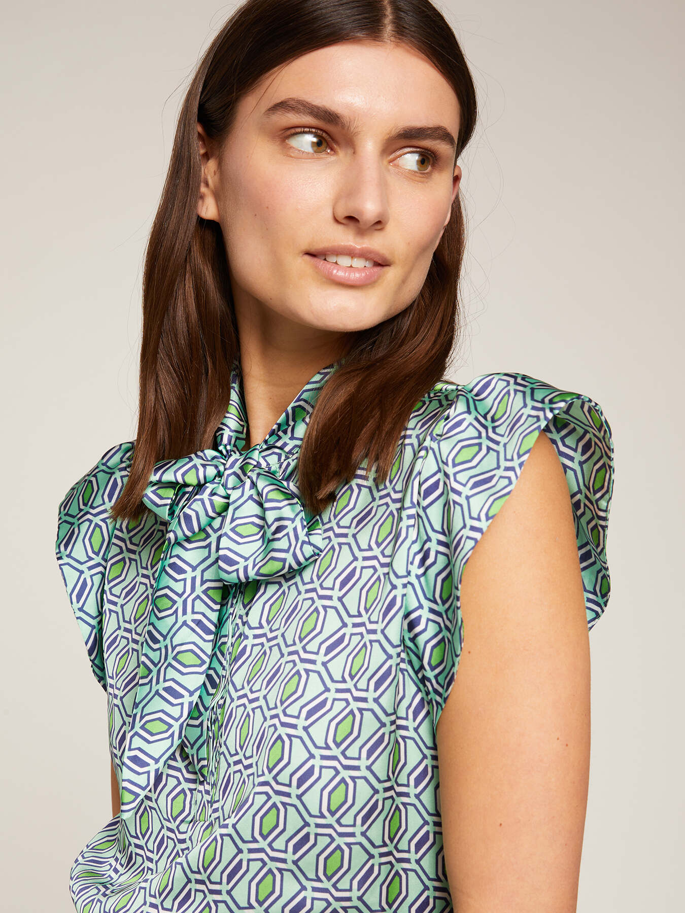 Satin blouse with geometric print image number 0