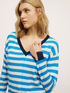 V-neck striped knit pullover image number 2