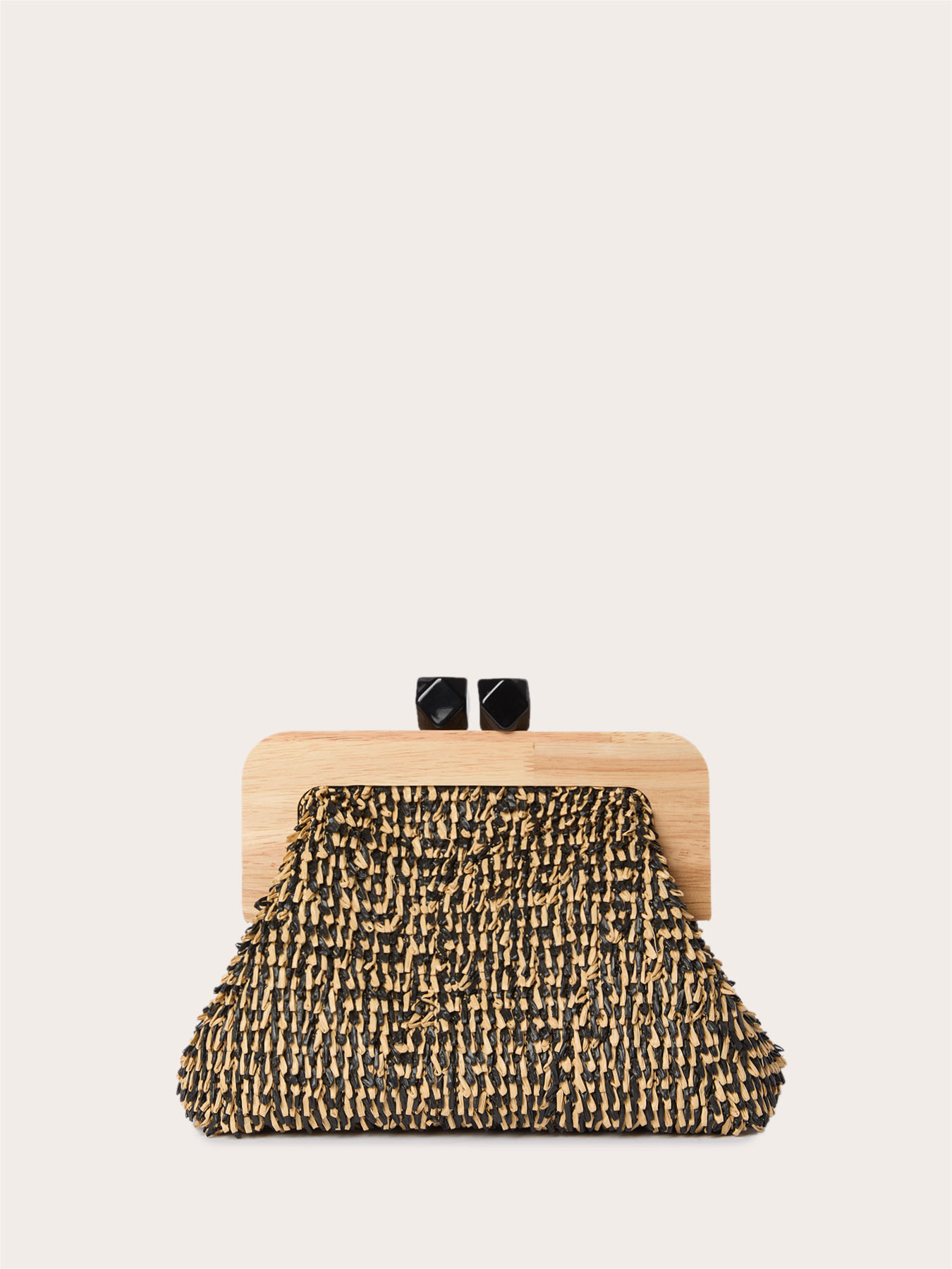 Woven raffia clutch with wooden clasp image number 2