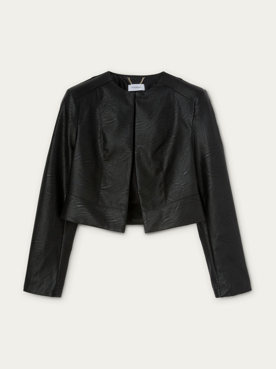 Short faux leather fit slim jacket