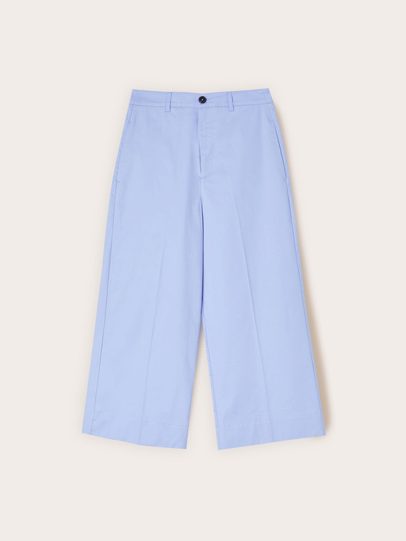 Pantaloni cropped in tela misto cotone