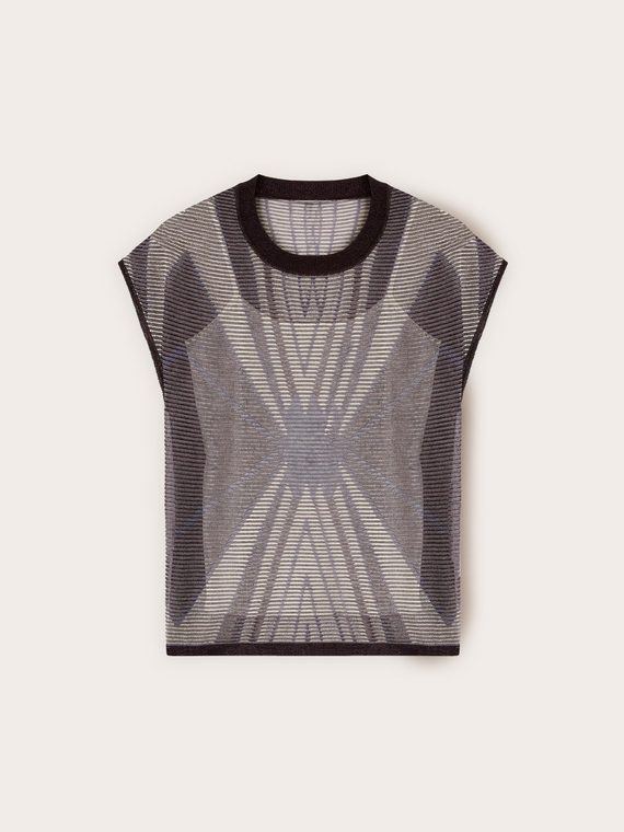 Maglia kimono fantasia geometrica con top