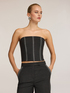 Haut corset en toile m&eacute;lange laine avec empi&egrave;cements image number 2