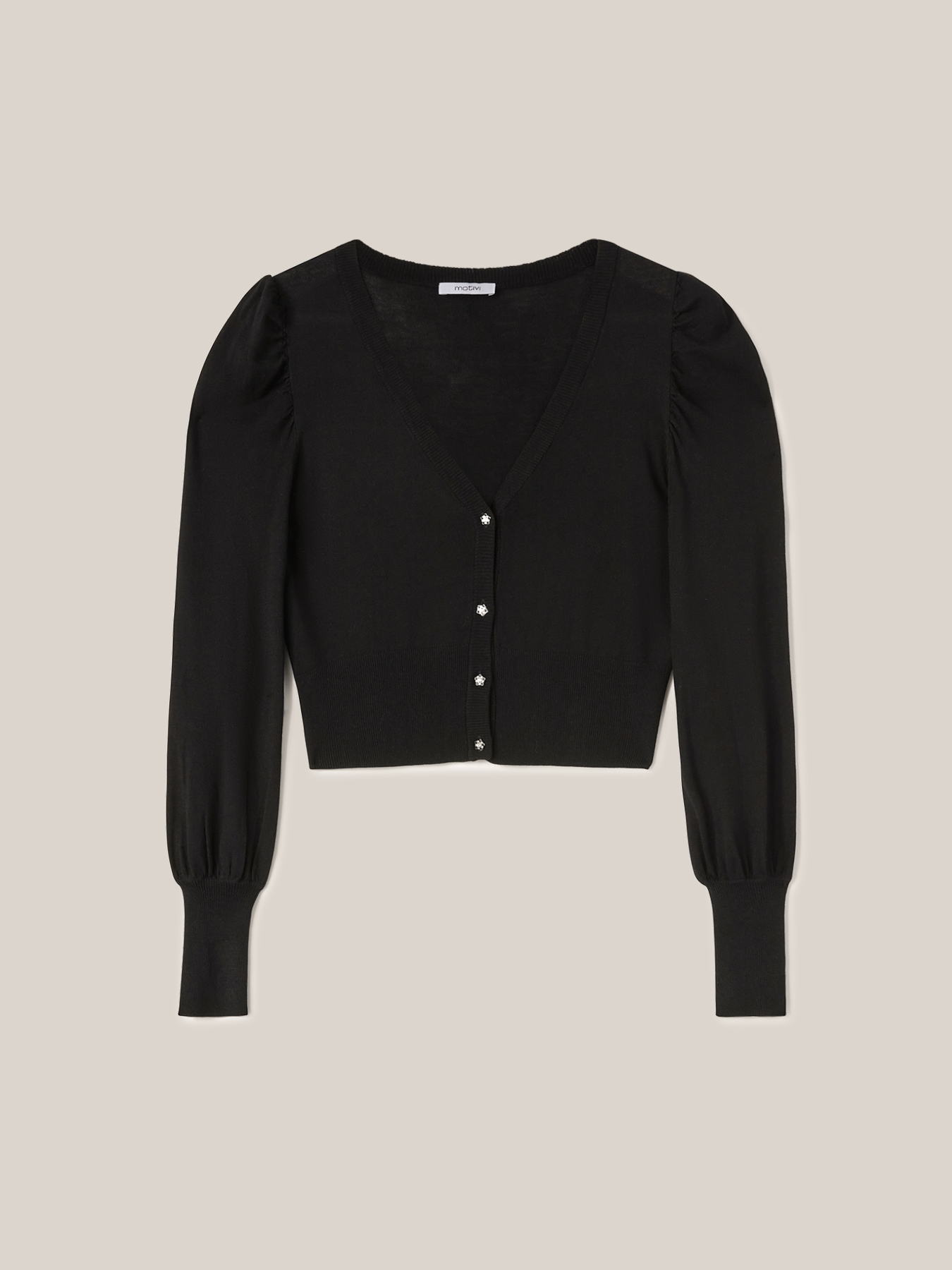 Cardigan corto con bottoni gioiello image number 3