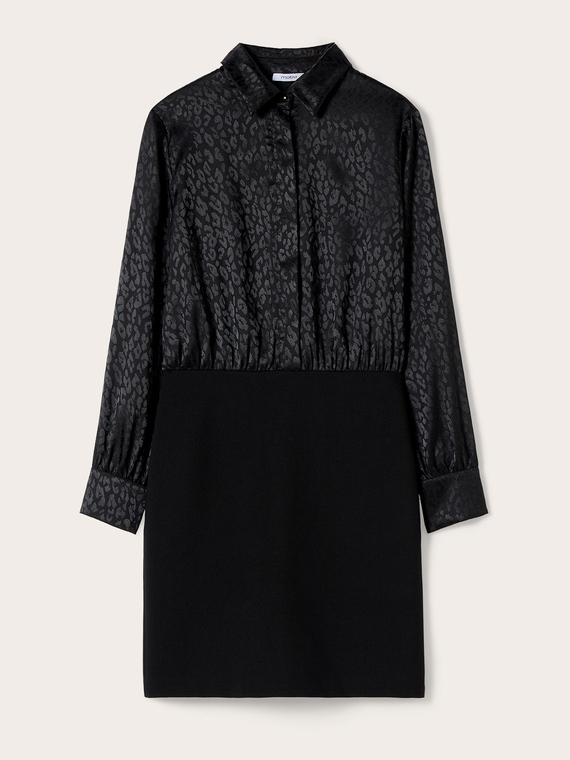 Short shirt dress with jacquard print