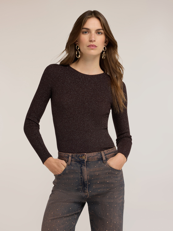 Maglia a coste in maglia fine lurex