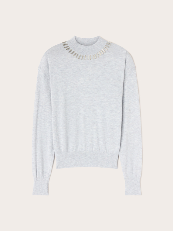 Maglia dolcevita in misto lana con canottiglie