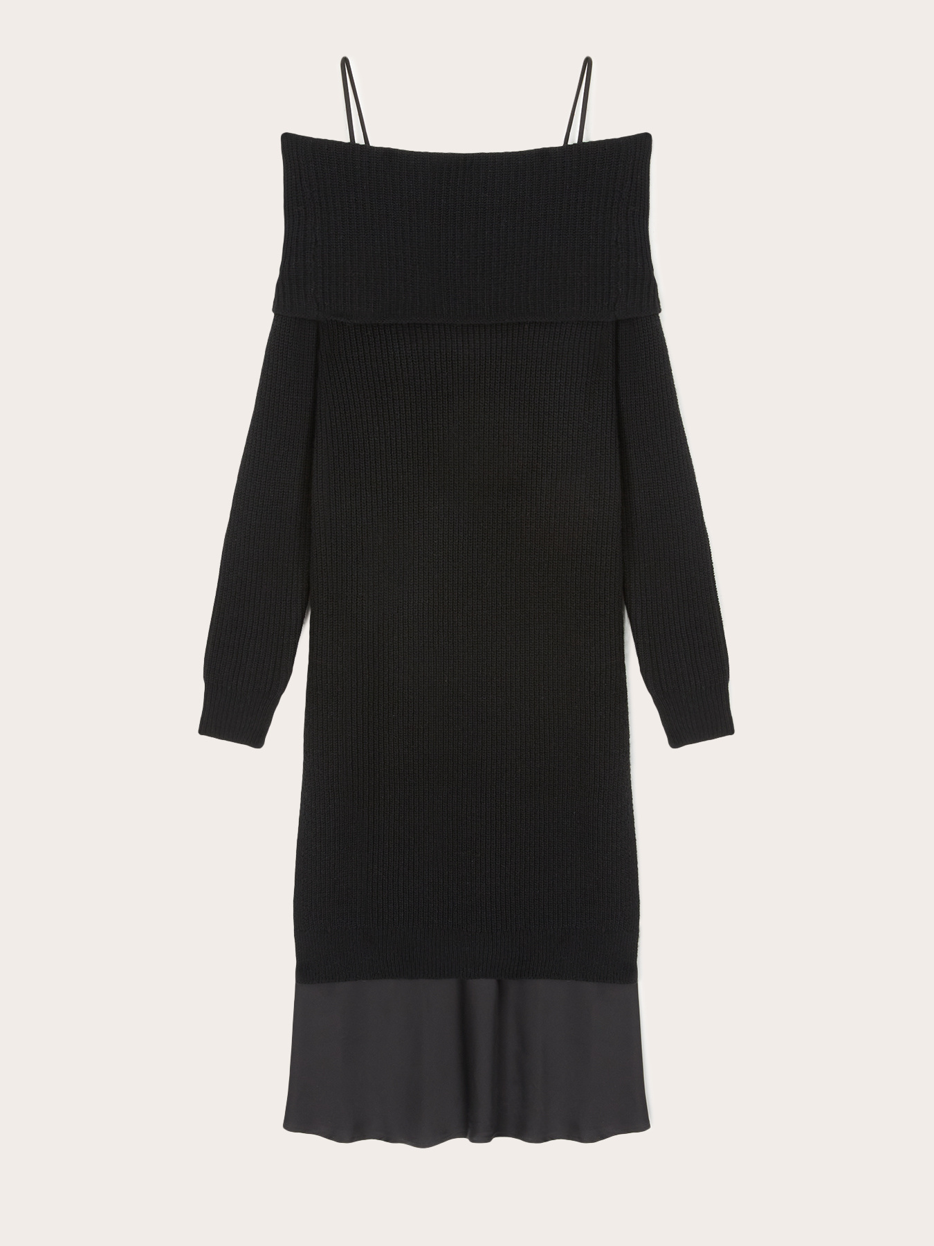 schulterfreies Strickkleid mit Unterkleid image number 4