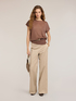 Wide-leg gabardine trousers with pressed crease image number 0