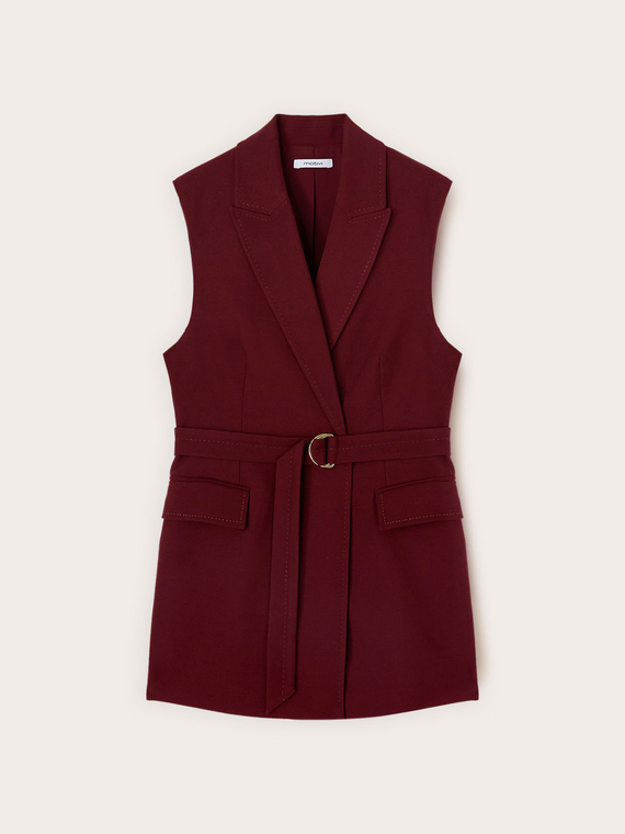 Double-breasted belted vest