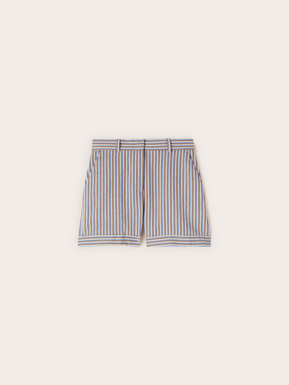 Short &agrave; rayures en m&eacute;lange de coton