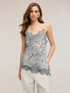 Top in tulle con paillettes e pizzo image number 0
