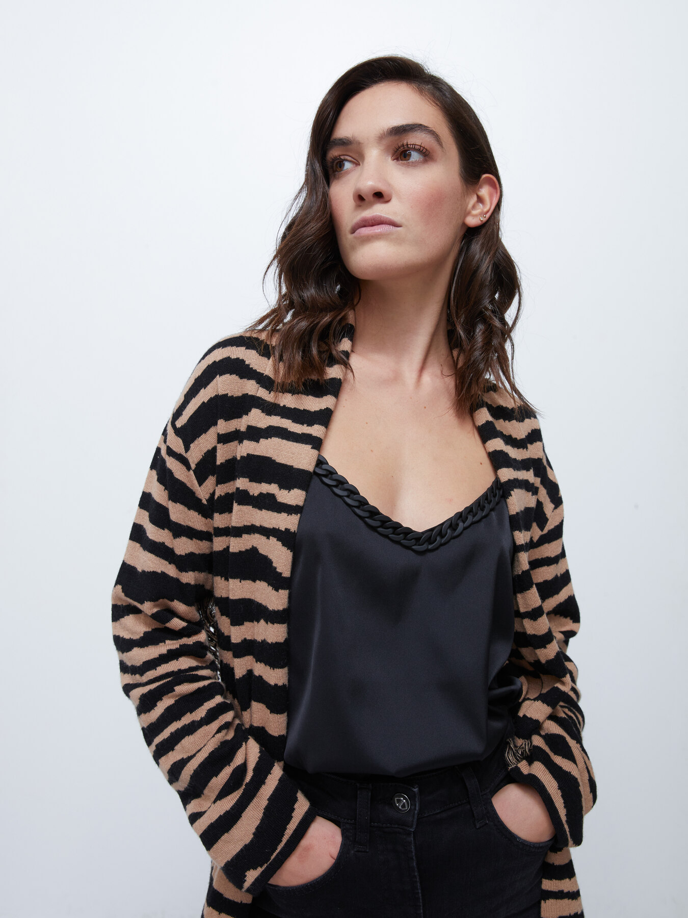 Long zebra pattern cardigan image number 2