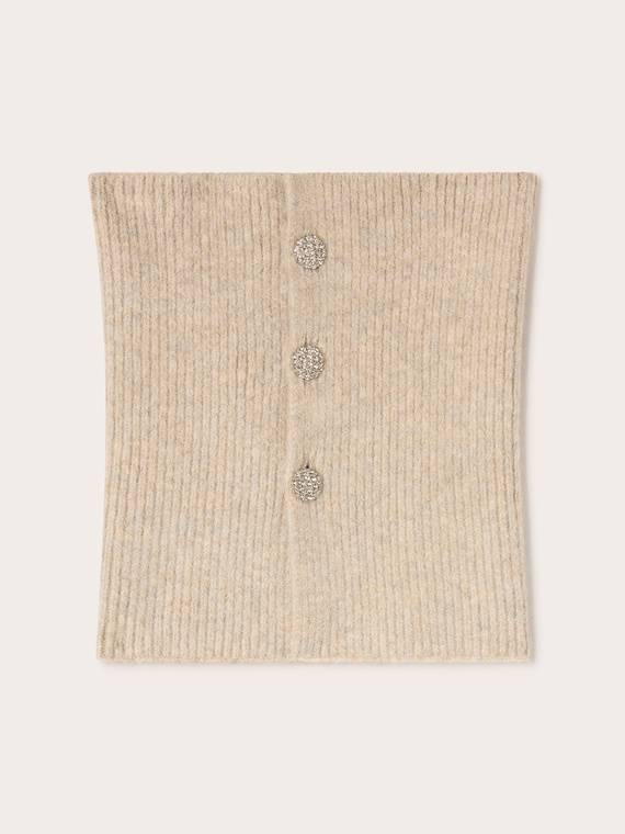 Gerippter Strickschlauchschal mit Schmuckkn&ouml;pfen
