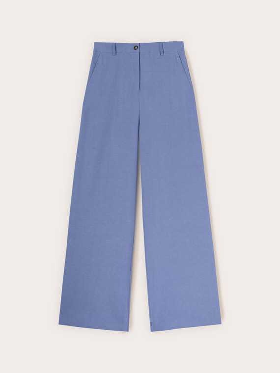 Wide-leg trousers in linen blend