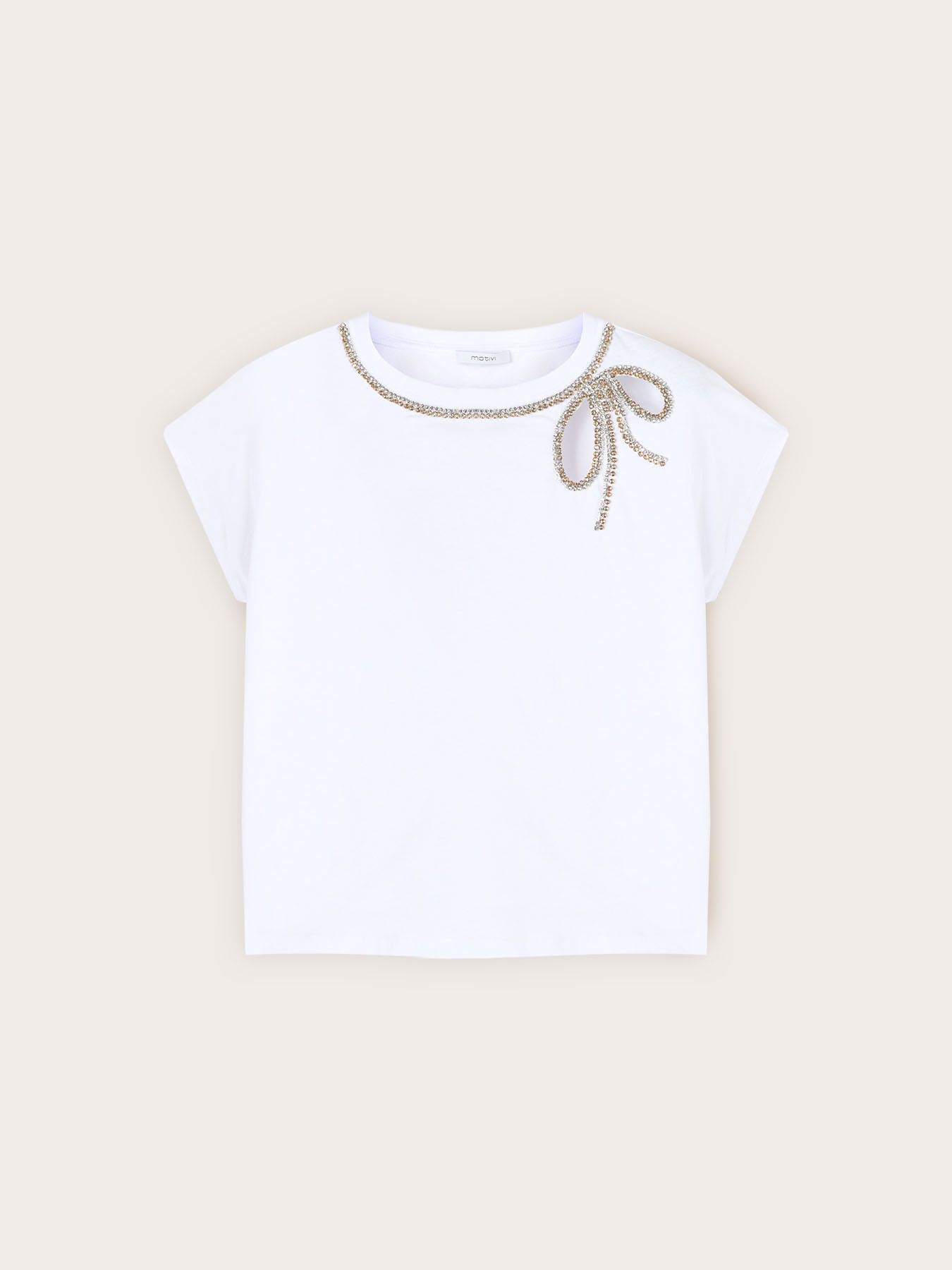 T-shirt con fiocco di strass image number 4