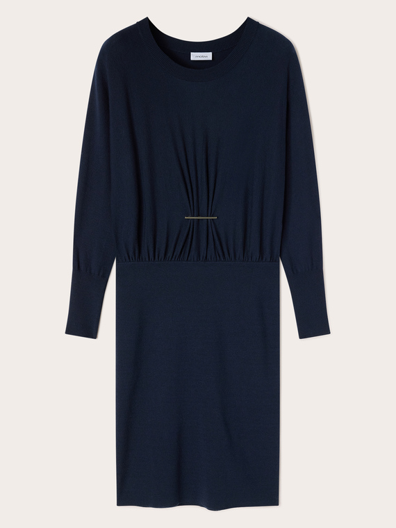Vestido tubo de punto con drapeado