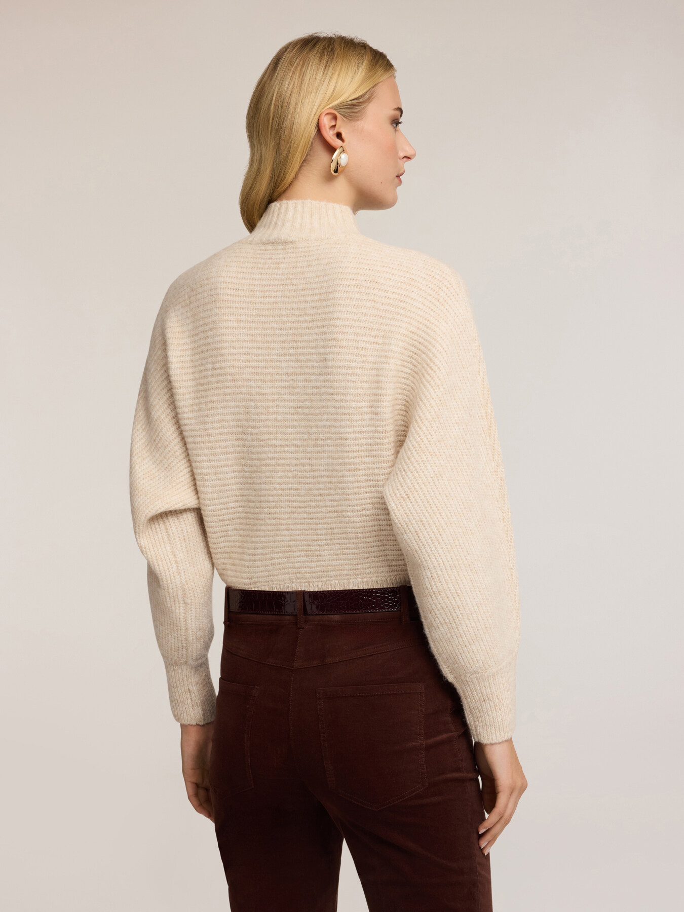 Short ribbed sweater with high neck image number 1