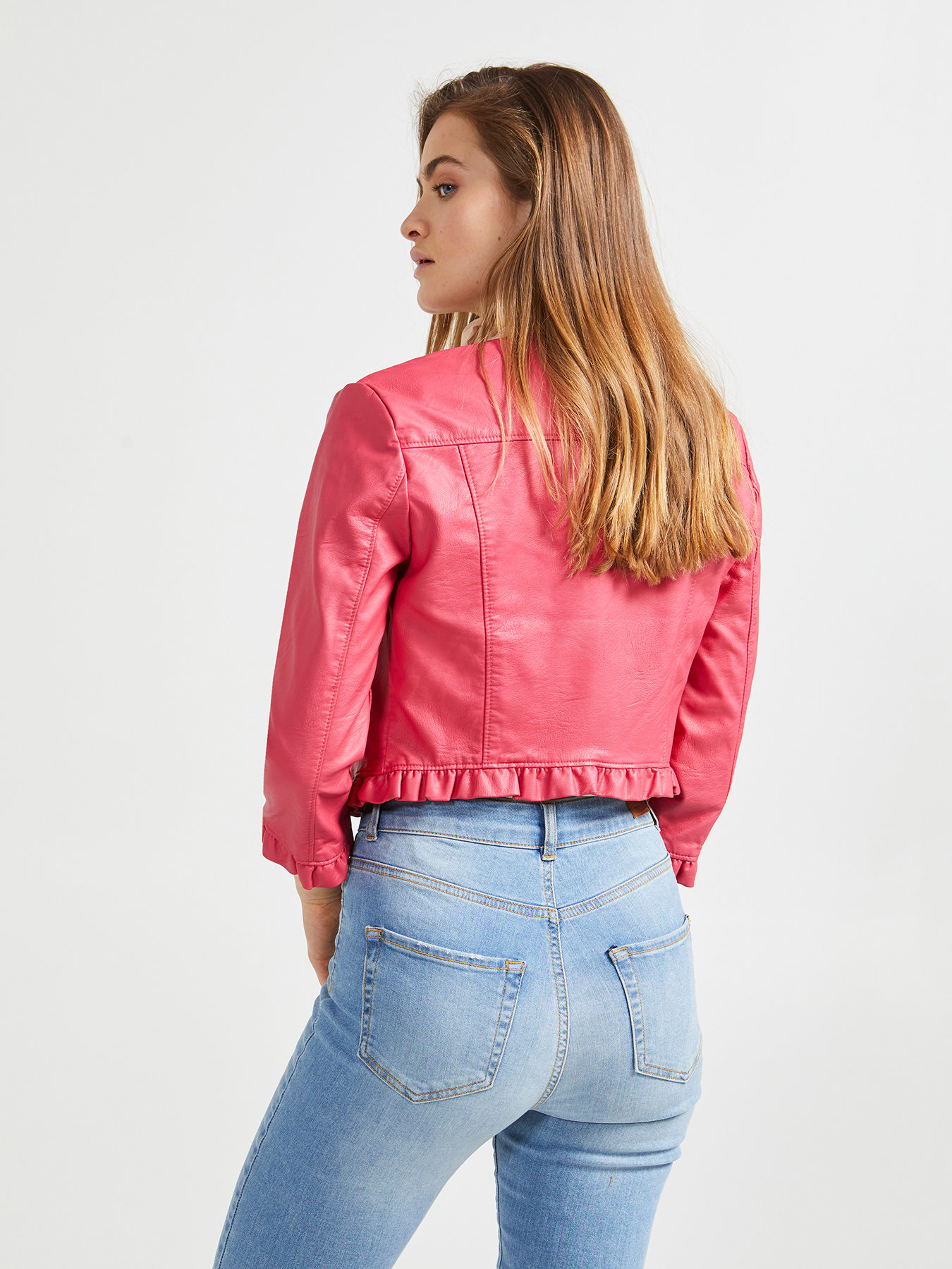 Giacca in similpelle con rouche image number 1