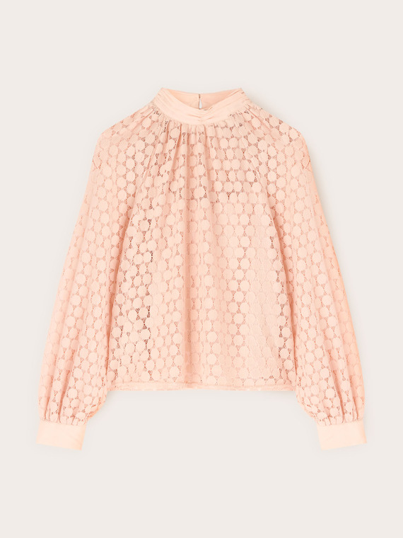High-neck lace blouse