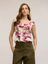 Ruffled top with floral print image number 2