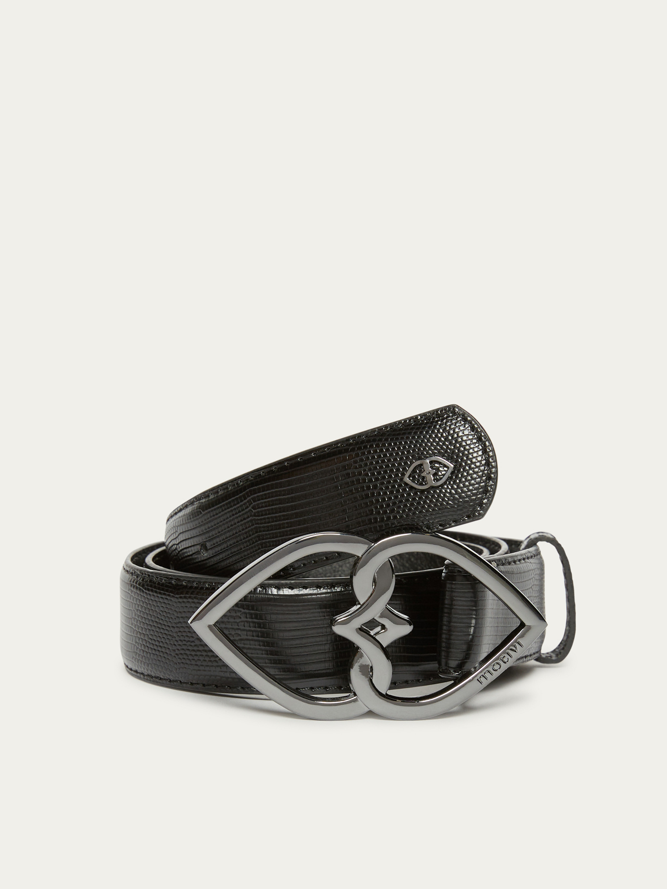 Faux leather belt with Double Love buckle image number 0