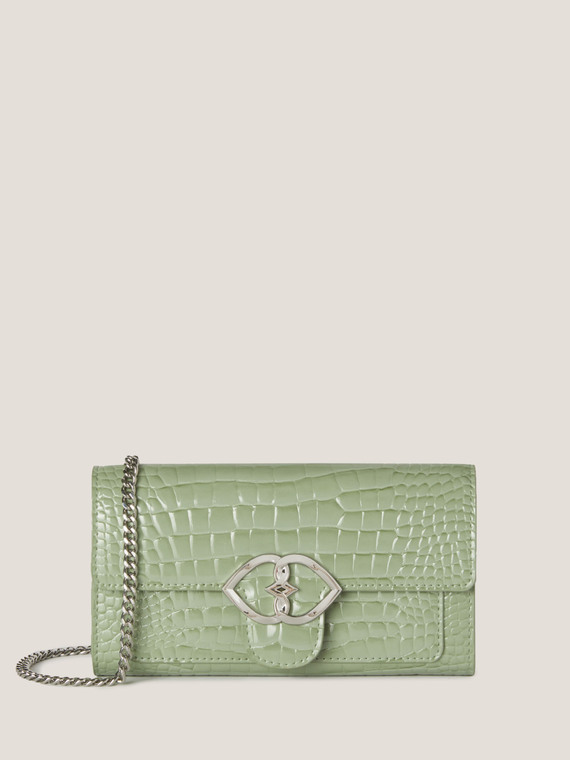 Motivi New Wallet Bag in similpelle stampa cocco lucida Donna Verde acqua