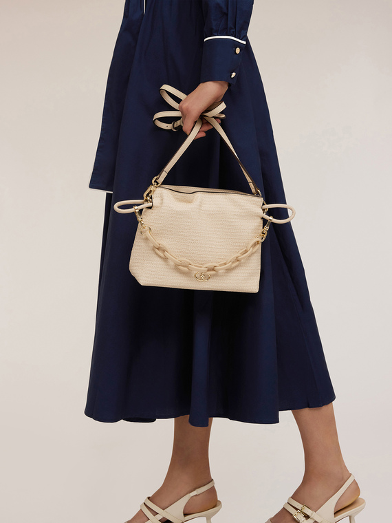 Motivi Curly bag in tessuto effetto stuoia Donna, Beige, Taglia 02