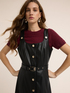 Flare dress with belt in coated fabric image number 3