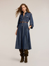 Midi denim shirt dress with belt image number 2