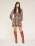 Short flounced animal pattern dress image number 0