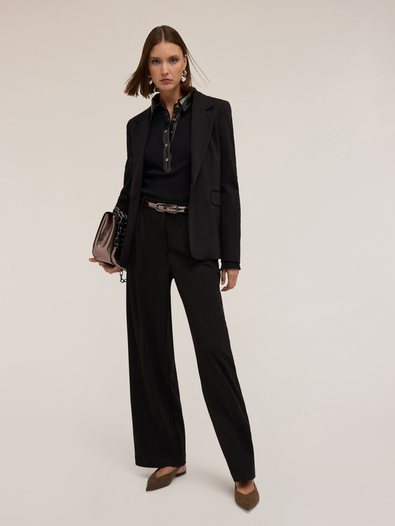 Single-breasted blazer jacket in milano knit