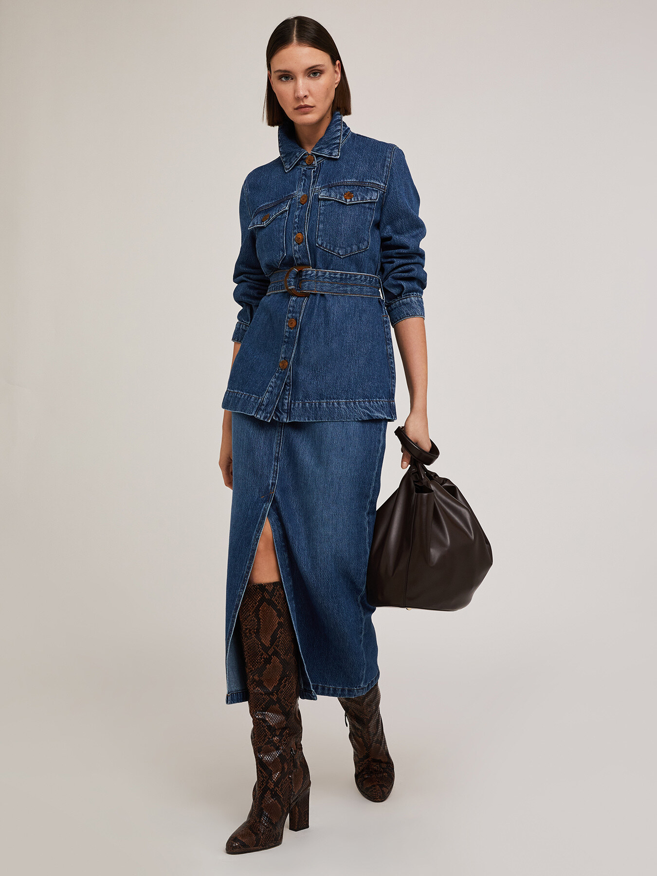 Chaqueta sahariana en denim con mezcla de lyocell image number 3