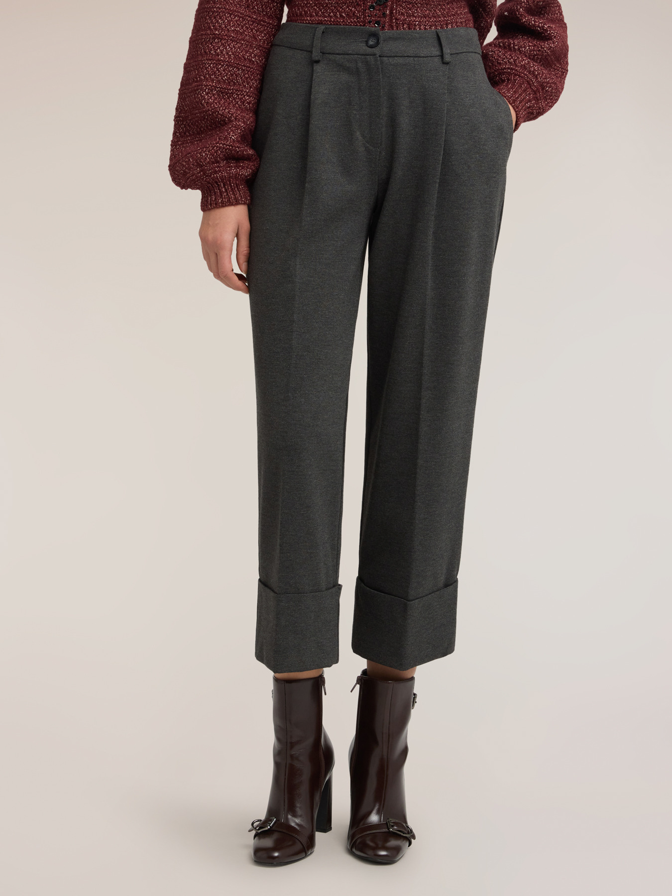 Ponte roma trousers with turn-up hem image number 2