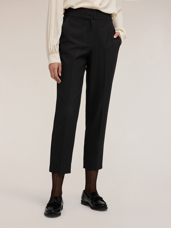 Regular pants in yarn-dyed fabric