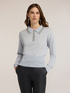 Wool blend polo sweater with ribbed trims image number 0