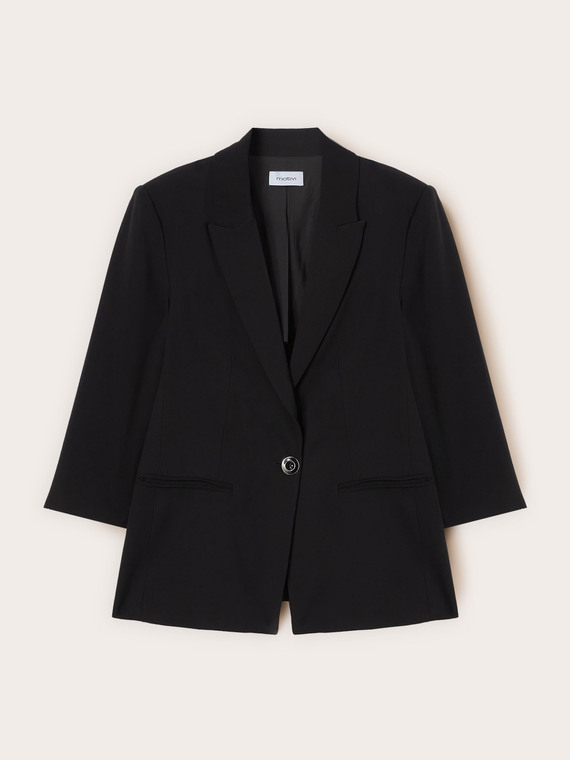 Einreihiger Blazer aus Tencel mit Spitze