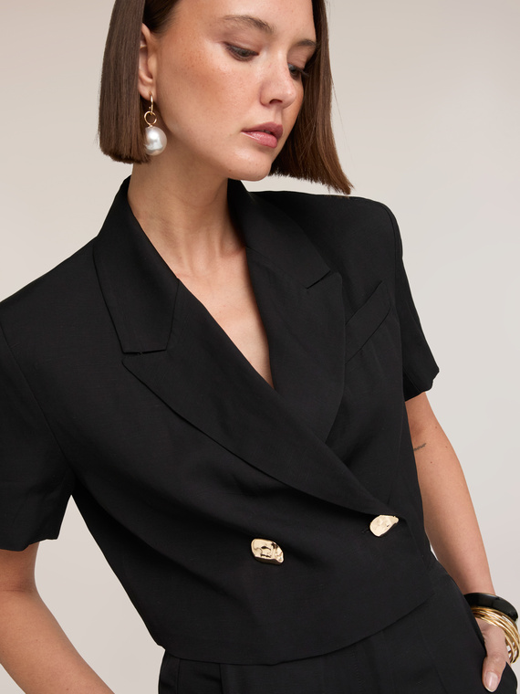 Short linen blend jacket