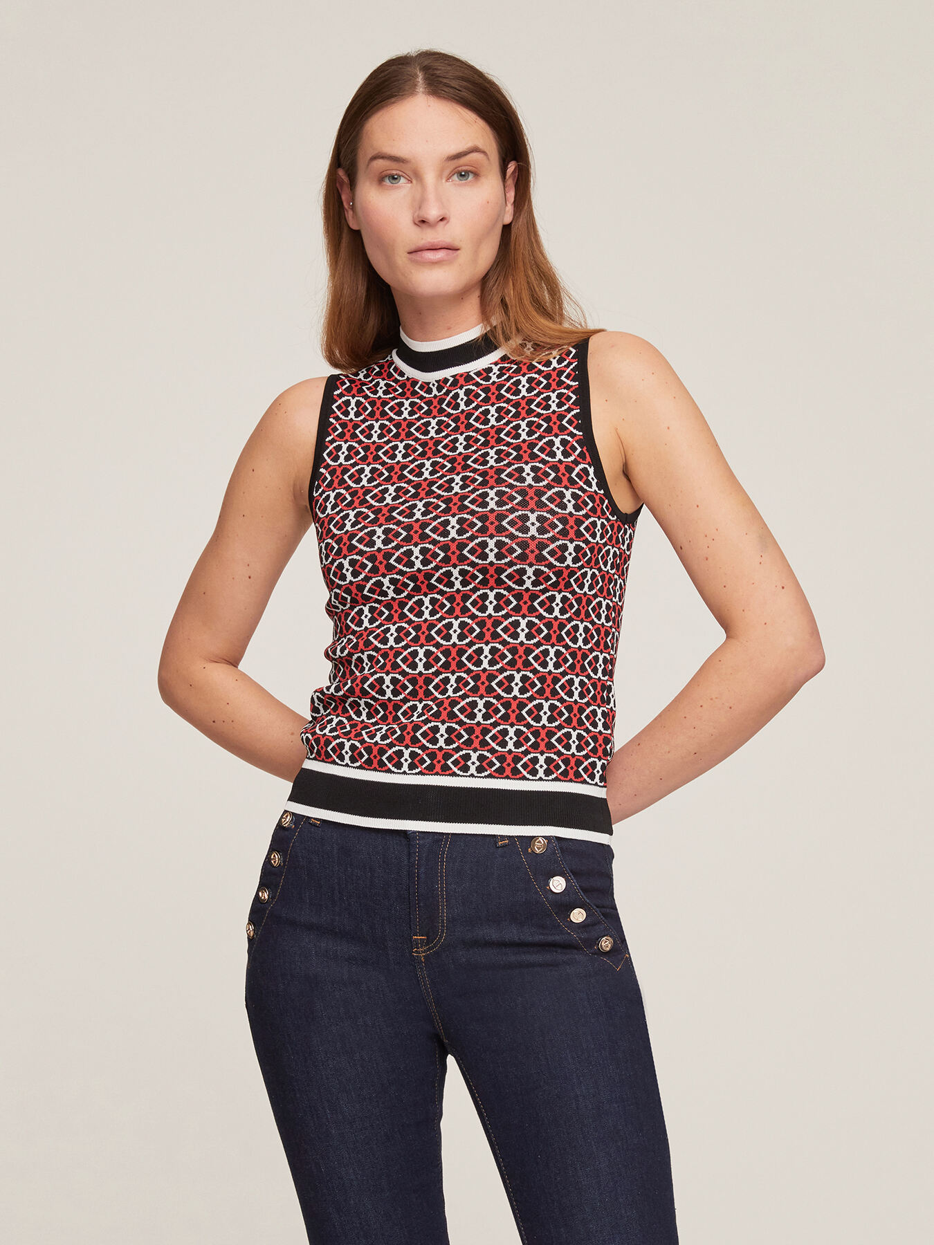 Top in maglia jacquard Double Love image number 0